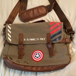 MARVEL Captain America Vintage Style Military Army Messenger Bag Satchel